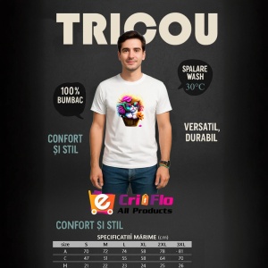 Tricou Pisicuta in cos cu ochelari si floare roz Copii | Dama | Barbat - Img 7