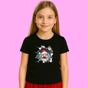 Tricou Pitic Craciun Cu Fundal Inchis Si Braduti Verzi, din bumbac 100% Copii | Dama | Barbat - Img 2
