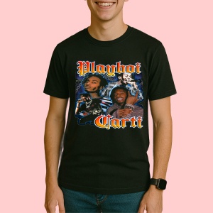 Tricou Playboi Carti, muzica RAP, Dama | Barbat | Copii, Culoare Negru