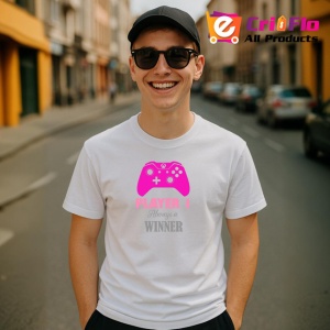 Tricou Player 1 Always Winner Controller Roz Jocuri, din bumbac 100% , tricou alb pentru Copii | Dama | Barbat - Img 10
