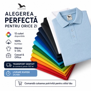 Tricou Polo Bărbat din Bumbac 100%, tip Tommy Casual, Regular Fit, Mărimi S - 3XL, 12 Culori - Img 6