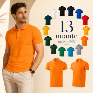 Tricou Polo Bărbați Malfini Cotton Heavy 215, 100% Bumbac, 220 g/m², Guler Polo, Mărimi S-3XL, 13 Culori