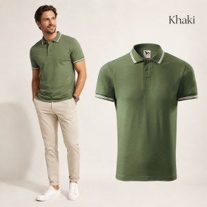 Tricou Polo Bărbați Malfini cu Dungi la Guler și Manșete, Tip Tommy, 65% Bumbac, 200 g/m², 19 Culori, Mărimi S–3XL - Img 21
