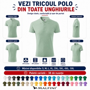 Tricou Polo Bărbați Malfini Pique Polo – , 38 Culori, Mărimi S-5XL, 65% Bumbac - Img 10