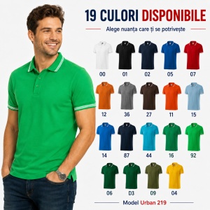 Tricou Polo Bărbați Malfini Urban 219, cu Dungi la Guler, Tip Tommy, 65% Bumbac, 200 g/m², 19 Culori, Mărimi S–3XL - Img 10