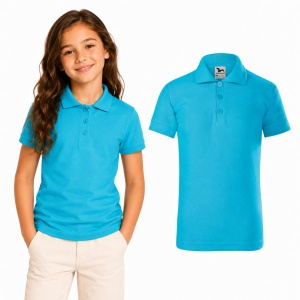 Tricou polo copii, fete și băieți, 65% bumbac, 200 g/m², mărimi 4–12 ani - Img 15