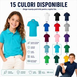 Tricou Polo Copii Tip Tommy, cu Guler, pentru Școală, Fete și Băieți, 4–12 Ani - Img 9