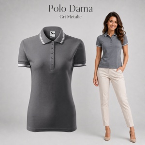 Tricou Polo Damă cu dungi la guler, bumbac 65%, marimi XS - 2XL - 19 nuanțe - Img 15