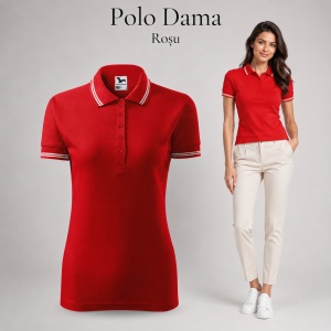 Tricou Polo Damă cu dungi la guler, bumbac 65%, marimi XS - 2XL - 19 nuanțe - Img 25