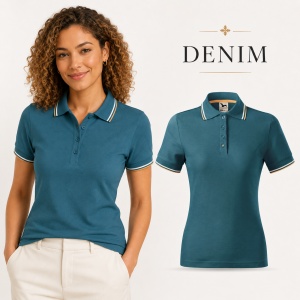 Tricou Polo Damă cu dungi la guler tip Tommy - Img 20