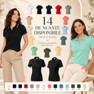 Tricou polo damă | guler cu dungi | cambrat slim fit 14 culori disponibile -233