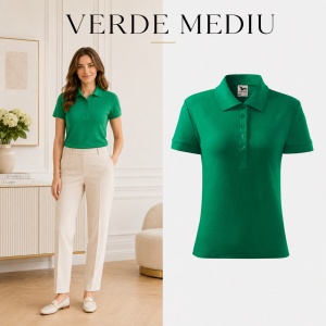 Tricou Polo Damă Malfini Cotton, 100% Bumbac, Croială Cambrată, Guler Polo Raiat, 5 Nasturi, 17 Culori, Mărimi XS–2XL - Img 27