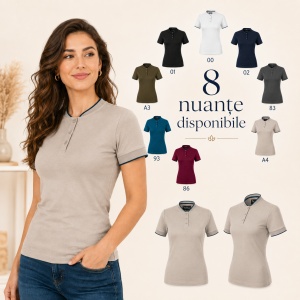 Tricou Polo Damă Malfini Diamond 274 – 100% Bumbac, 215 g/m², Guler Tip Bomber, Croială Cambrată - Img 10