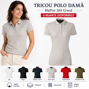 Tricou Polo Damă Malfini Premium 269 Grand, 100% Bumbac Mercerizat, Croială Cambrată, 160 g/m², XS 2XL, 6 Culori - Img 10
