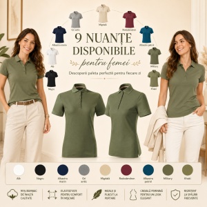 Tricou Polo Damă Malfini Prime GOTS 235 – 100% Bumbac Organic, 200 g/m², Croială Cambrată - Img 9