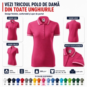 Tricou Polo Damă Malfini Urban 220 – 19 Culori, XS–2XL - Img 4