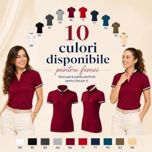 Tricou Polo Damă Premium Malfini 257 Collar Up, 100% Bumbac, Croială Cambrată, 215 g/m², XS 2XL, 10 Culori - Img 9