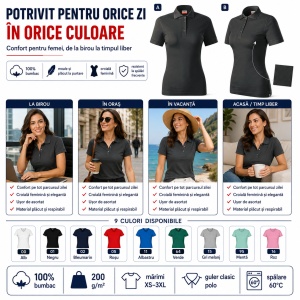 Tricou Polo Damă Rimeck Resist Heavy Polo R21 – 100% Bumbac, 200 g/m², Croială Cambrată - Img 6
