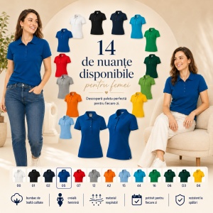 Tricou Polo Damă Slim Fit 100% Bumbac – Casual Office, Guler Polo, XS-2XL | 13 Culori | 216 - Img 9