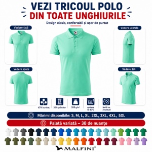 Tricou Polo Pique Bărbați Malfini – Casual & Office, 38 Culori,65% Bumbac S-5XL - Img 7