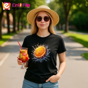 Tricou Portocala si explozie de culoare, Fructe, Copii | Dama, culoare negru - Img 9