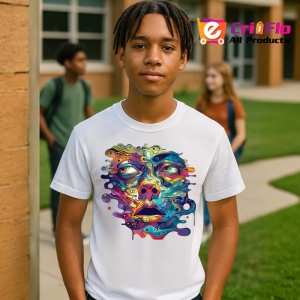 Tricou Portret psihedelic cu forma topita Copii | Dama | Barbat - Img 4