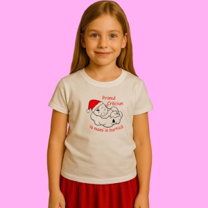 Tricou Primul Craciun La Mami In Burtica, din bumbac 100% Copii | Dama | Barbat - Img 2