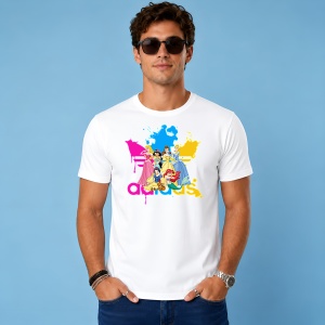 Tricou Printesele Disney Urban Vibe Vopsea Improscata Logo Roz Design, din bumbac 100% Copii | Dama | Barbat - Img 2