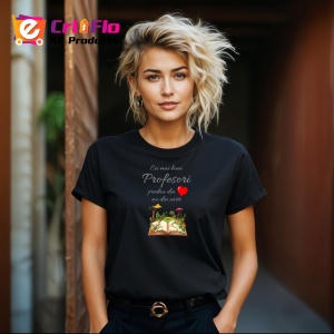 Tricou Profesori Carti Si Inima Cadou Dascal, din bumbac 100%, tricou negru Dama | Barbat - Img 4
