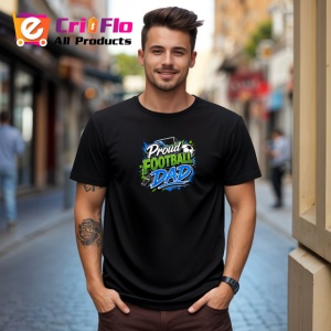Tricou Proud Football Dad Minge Fotbal Albastru V1, din bumbac 100%, tricou negru Barbat - Img 2