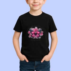 Tricou Psalm 139 fluture roz cu text religios inspirational Copii | Dama | Barbat Barbat - Img 5