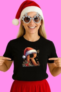 Tricou R Litere Alfabet Craciun Impodobite Cu Decoratiuni, din bumbac 100% Copii | Dama | Barbat - Img 2