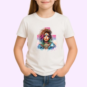 Tricou rainbow cross face tattoo girl, fata cu tatuaj cruce si par curcubeu, Copii | Dama | Barbat - Img 3