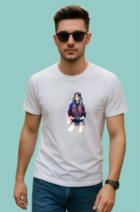 Tricou rainbow hair hoodie girl, fata cu hanorac si par curcubeu, Copii | Dama | Barbat - Img 2