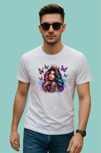 Tricou rainbow hair queen butterflies tattoo, regina par curcubeu fluturi si tatuaj, Copii | Dama | Barbat - Img 2