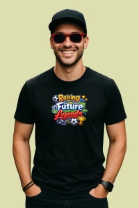 Tricou Raising Future Legends Copii Fotbal Minge V1, din bumbac 100%, tricou negru Dama | Barbat - Img 3
