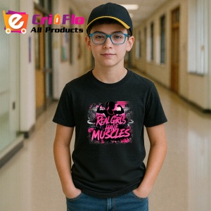 Tricou Real Girls Have Muscles Roz Intens, Copii | Dama | Barbat, culoare negru - Img 10
