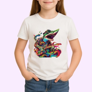Tricou Rechin cu chitara in stil graffiti pop art Copii | Dama | Barbat - Img 4