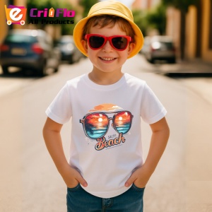 Tricou Reflexie pe ochelari text salty beach vara la malul marii Copii | Dama | Barbat Barbat - Img 13