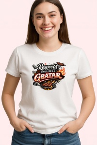 Tricou Respectul Se Castiga La Gratar Amuzant V2, din bumbac 100% , tricou alb pentru Dama | Barbat - Img 2