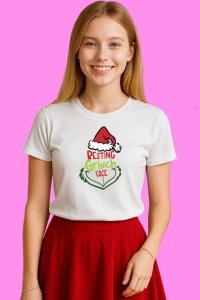 Tricou Resting Grinch Face Christmas For Cricut Sublimation, din bumbac 100%, tricou alb, Copii | Dama | Barbat - Img 4