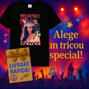Tricou Rihanna - Galaxy Look, muzica Pop, Dama | Barbat | Copii, Culoare Negru - Img 7