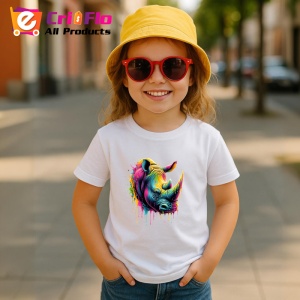 Tricou Rinocer colorat forta si protectie in arta dripping Copii | Dama | Barbat - Img 11