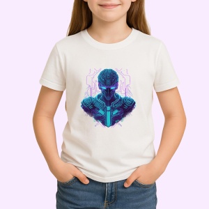 Tricou Robot futurist cu armura si lumina mov albastru Copii | Dama | Barbat
