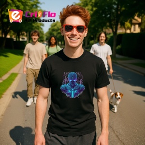 Tricou Robot futurist cu armura si lumina mov albastru Copii | Dama | Barbat, culoare negru - Img 5