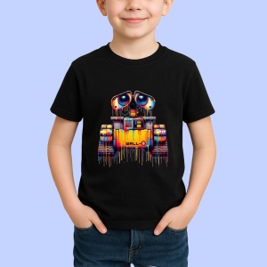 Tricou Robot wall e stil graffiti colorat Copii | Dama | Barbat, culoare negru - Img 4