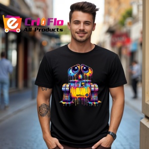 Tricou Robot WALL E stil graffiti personaj animat reinterpretat Copii | Dama | Barbat, culoare negru - Img 6