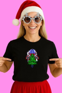 Tricou Robot With Christmas Tree, din bumbac 100% Copii | Dama | Barbat