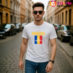 Tricou Romania tricolor pulse cu Text |Colectia Tricouri Romania - Img 3