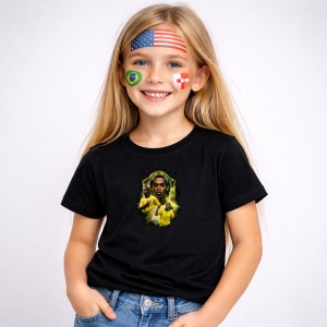 Tricou Ronaldinho Brazil World Cup Fifa 2026, din bumbac 100%, tricou negru, Copii | Dama | Barbat - Img 2